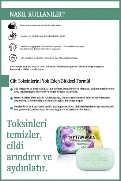 Nesti Dante Philosophia Detox Katı Sabun 250 gr | Detoks ve Aydınlatıcı | Defne, Lotus Çiçeği, Beyaz Nilüfer - Resim 4