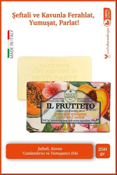 Nesti Dante Il Frutteto Peach & Melon Katı Sabun 250gr | Nemlendirici Ve Canlandırıcı | Şeftali Ve Kavun Özü ürün görseli 1