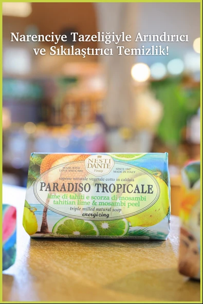 Nesti Dante Sabun Paradiso Tropicale Tahitian Lime ve Mosambi Peel Katı Sabun 250gr|Sıkılaştırıcı |Limon - Resim 5