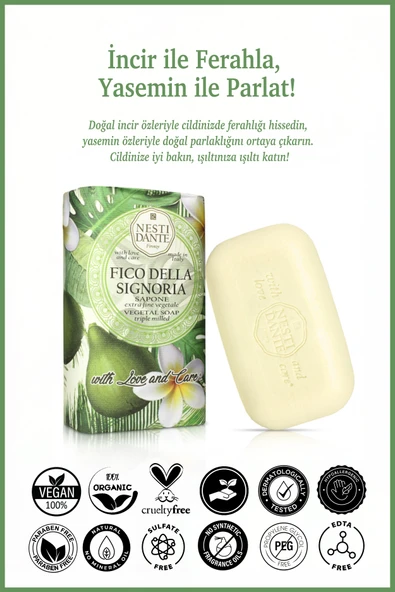 Nesti Dante With Love And Care Fico Della Signoria Katı Sabun 250Gr |Cilt Tonu Eşitleyici |Yasemin - Resim 2
