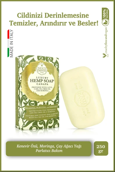 Nesti Dante Luxury Hemp Canapa Katı Sabun 250gr | Antioksidan Ve Detoks | Kenevir Özlü - 1