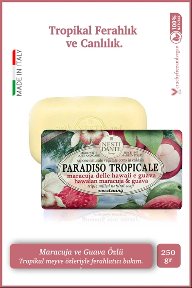Nesti Dante Paradiso Tropicale Hawaiian Maracuja&Guava Katı Sabun 250 gr | Nemlendirici | Guava Meyvesi, Çarkıfelek ürün görseli 1