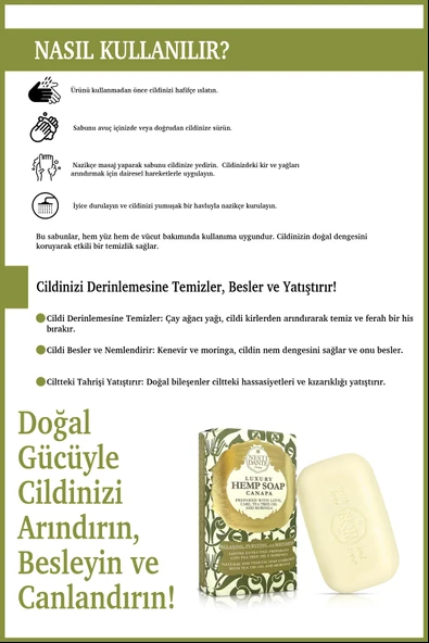 Nesti Dante Luxury Hemp Canapa Katı Sabun 250gr | Antioksidan Ve Detoks | Kenevir Özlü - 4
