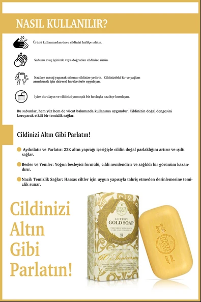 Nesti Dante Luxury Gold Katı Sabun 250gr  Aydınlatıcı Ve Besleyici Altın Özlü - Resim 4
