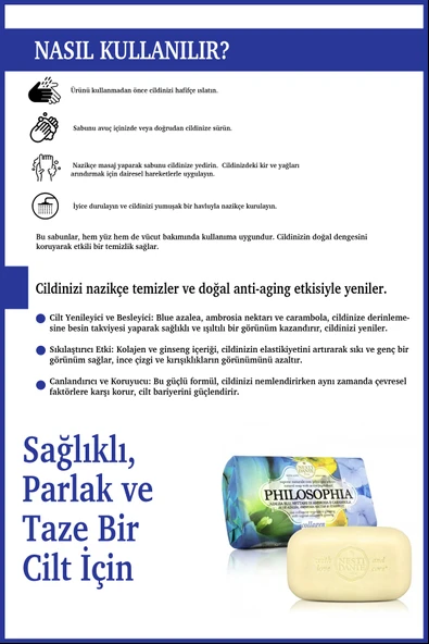 Nesti Dante Philosophia Collagen Katı Sabun 250 gr | Yaşlanma Karşıtı | Ginseng, Mavi Açelya - Resim 4
