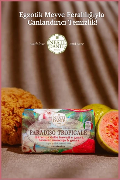 Nesti Dante Paradiso Tropicale Hawaiian Maracuja&Guava Katı Sabun 250 gr | Nemlendirici | Guava Meyvesi, Çarkıfelek - Resim 5