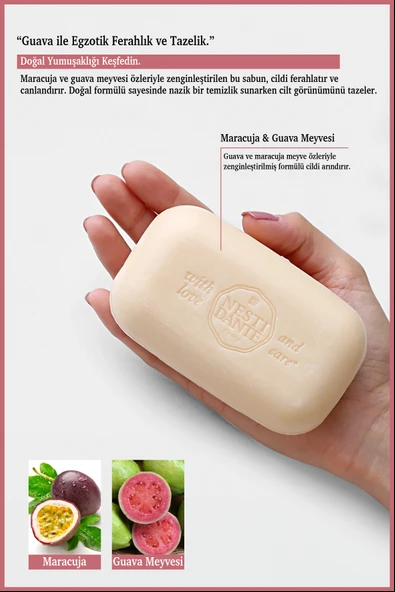 Nesti Dante Paradiso Tropicale Hawaiian Maracuja&Guava Katı Sabun 250 gr | Nemlendirici | Guava Meyvesi, Çarkıfelek - Resim 3