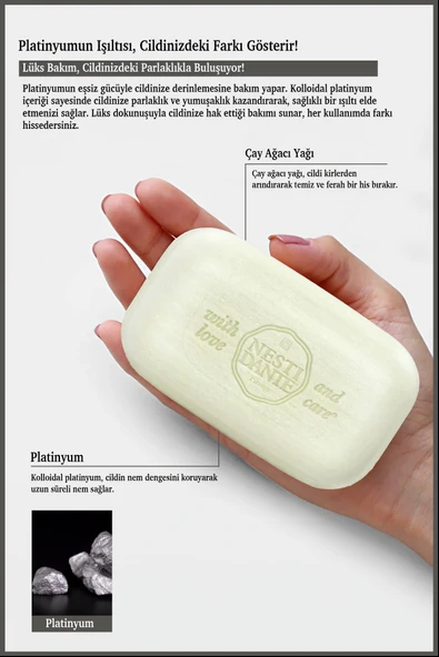 Nesti Dante Luxury Platinum Katı Sabun 250 gr Nemlendirici Ve Besleyici  Platinyum - Resim 3