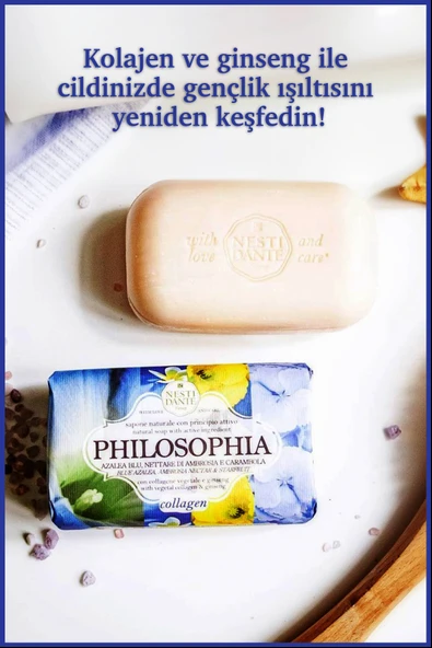 Nesti Dante Philosophia Collagen Katı Sabun 250 gr | Yaşlanma Karşıtı | Ginseng, Mavi Açelya - Resim 5