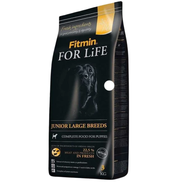 Fitmin For Life Junior Large Breeds  %22.5 Taze Etli  Büyük Irk Yavru Köpek Maması 3 kg