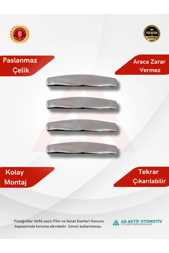 Dacia Duster Suv Kapı Kolu 4 Parça 2010 ve Üzeri Krom Paslanmaz Çelik - 2
