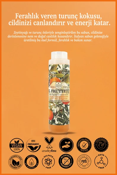 Nesti Dante Il Frutteto Olive Tangerine Duş Jeli 300ml| Canlandırıcı Bakım | Turunçgil Zeytinyağı - 2