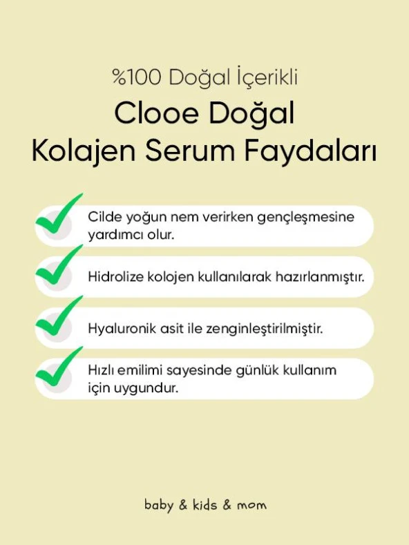 Clooe Doğal Kolajen Serum - Gliserin + Hyaluronik Asit + Camellia Sinensis + Kolajen, 30ml - 3