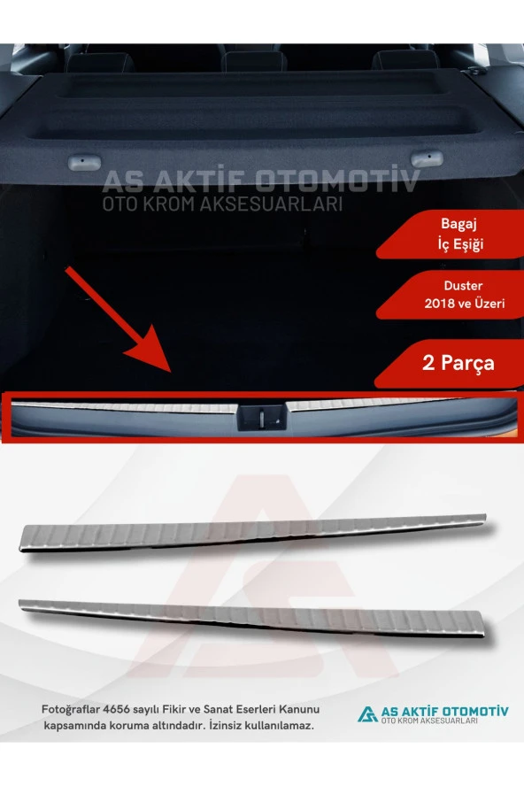 Dacia Duster Suv Bagaj İç Eşiği 2 Parça 2018 ve Üzeri Krom Paslanmaz Çelik