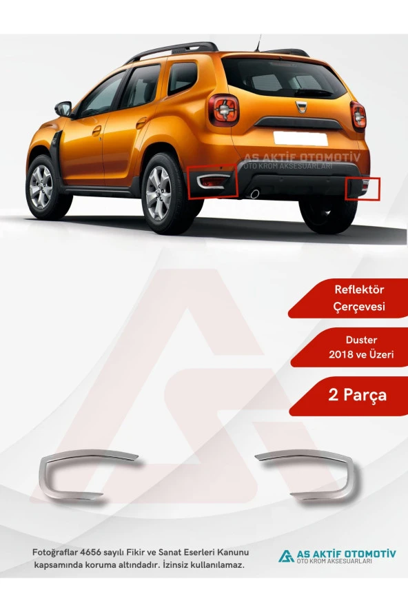 Dacia Duster Suv Reflektör Çerçevesi 2 Parça 2018 ve Üzeri Krom Paslanmaz Çelik - 1
