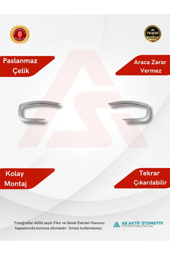 Dacia Duster Suv Reflektör Çerçevesi 2 Parça 2018 ve Üzeri Krom Paslanmaz Çelik - 2