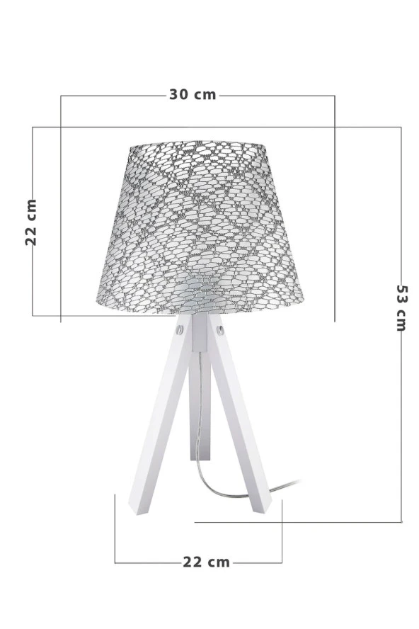 Modelight Beyaz Ayak File Gri Şapka Deko Abajur - Resim 4