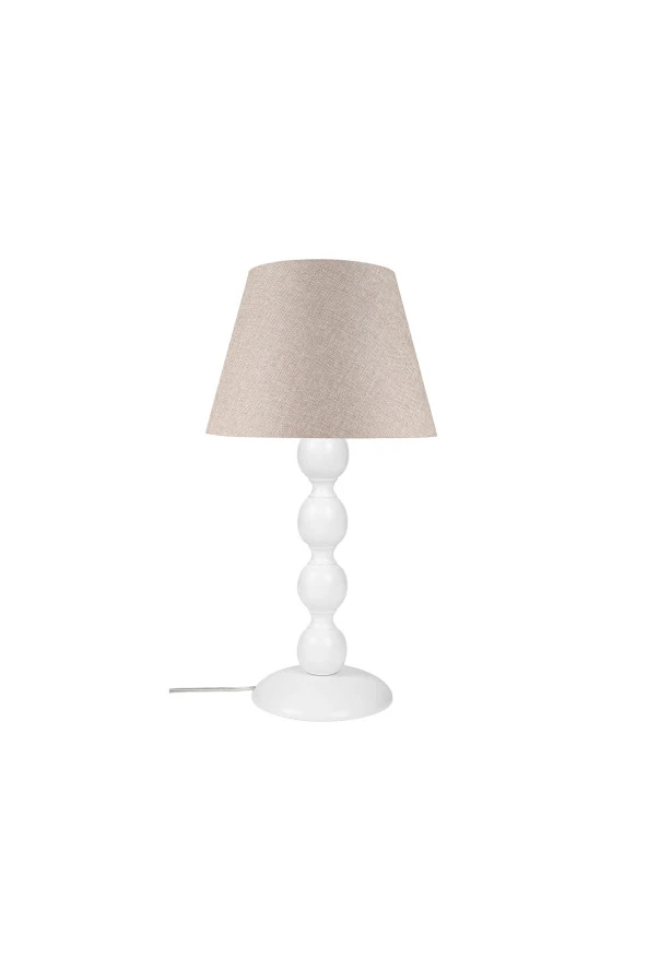 Modelight Boncuk Abajur Büyük Beyaz Ayak/Kum Beji Şapka Mng.1873 - Resim 2