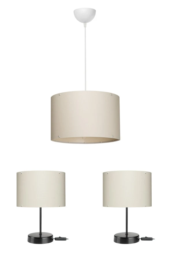 Modelight Arel Siyah Yatak Odası Abajur Avize Aydınlatma Set 22 Lik - Resim 2