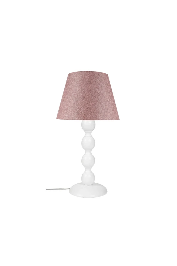 Modelight Boncuk Abajur Büyük Beyaz Ayak/ Gül Kurusu Şapka Mng.1870 - Resim 2