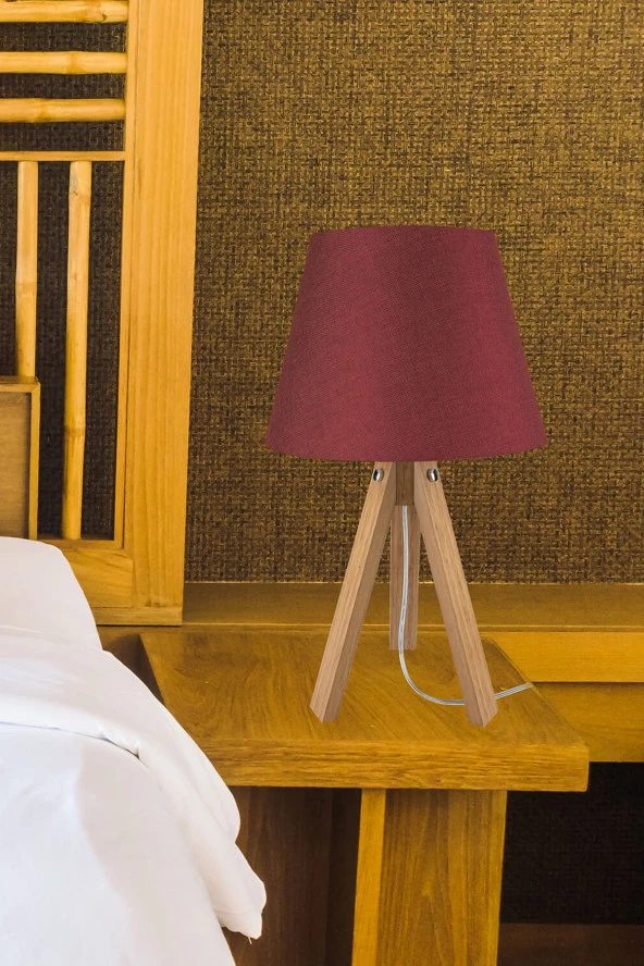 Modelight Bambu Ayak Bordo Şapka Deko Abajur - Resim 3