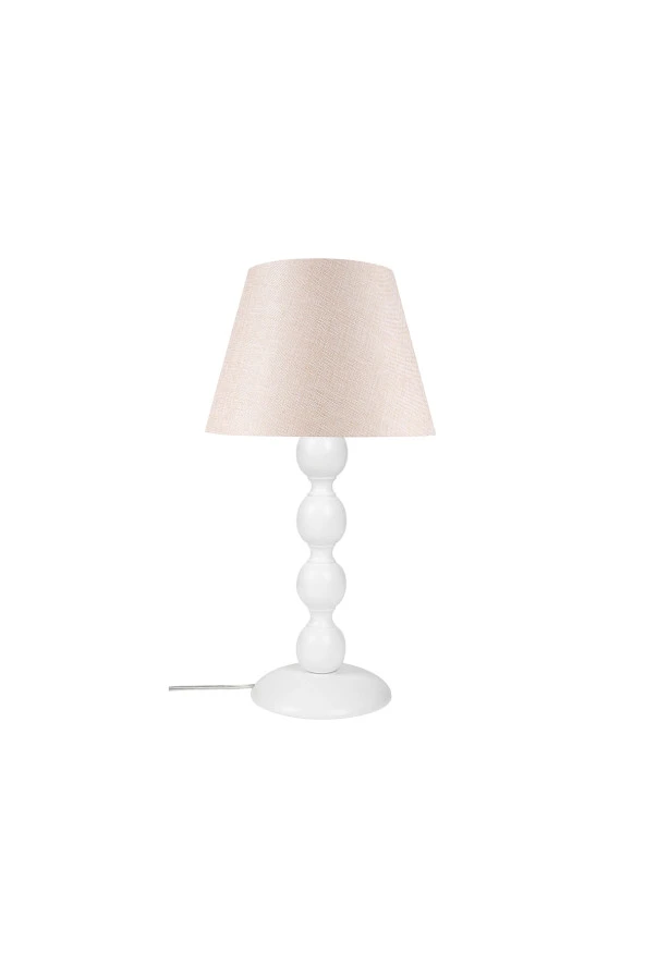 Modelight Boncuk Abajur Büyük Beyaz Ayak/Bej Şapka - Resim 2