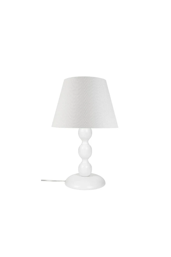 Modelight Boncuk Abajur Küçük Beyaz Ayak/Beyaz Şapka - Resim 2