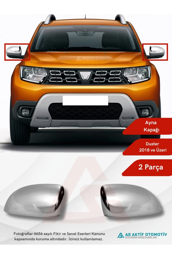 Dacia Duster Suv Ayna Kapağı 2 Parça 2018 ve Üzeri Krom Paslanmaz Çelik