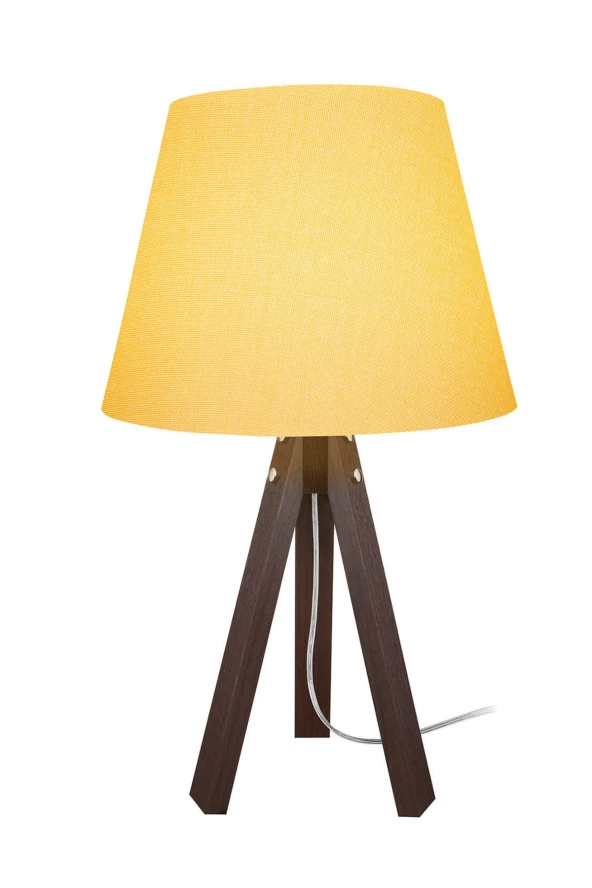 Modelight Ceviz Ayak Sarı Şapka Deko Abajur - Resim 2