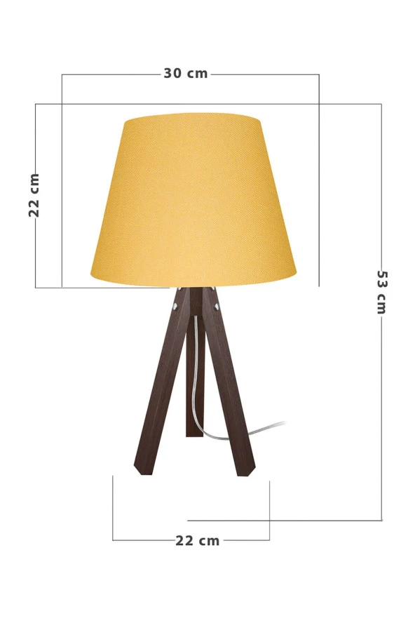 Modelight Ceviz Ayak Sarı Şapka Deko Abajur - Resim 4