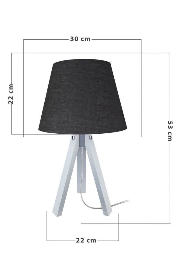 Modelight Deko Abajur Gri Ayak / Siyah Şapka - Resim 4