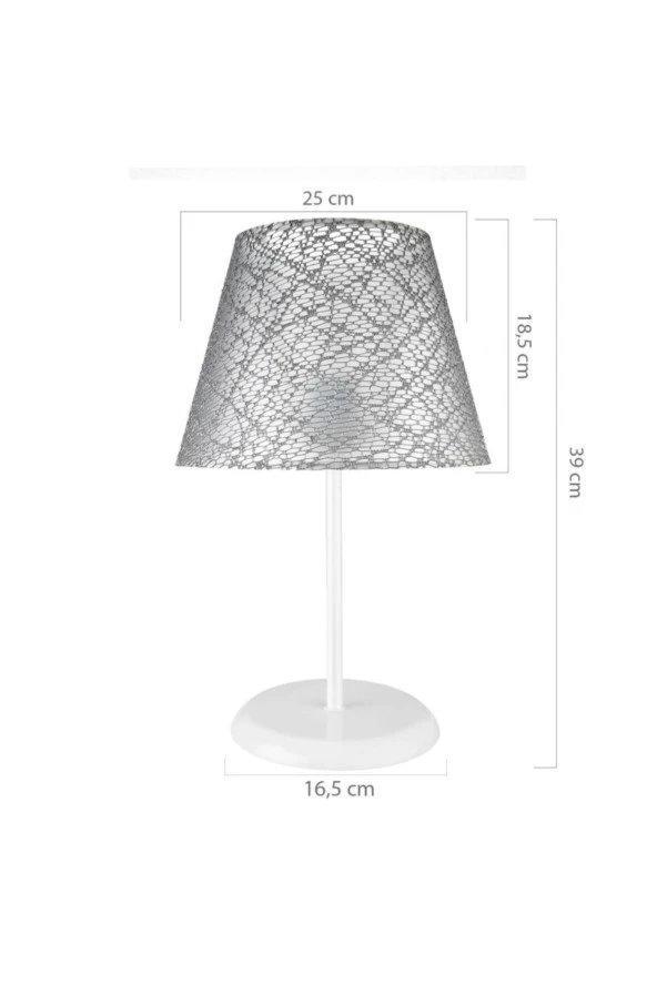 Modelight Sarah Abajur Beyaz Ayak / Gri File Şapka ürün görseli