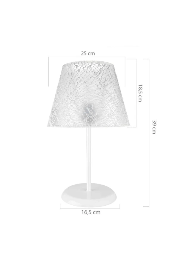 Modelight Sarah Abajur Beyaz Ayak / Beyaz File Şapka - Resim 2