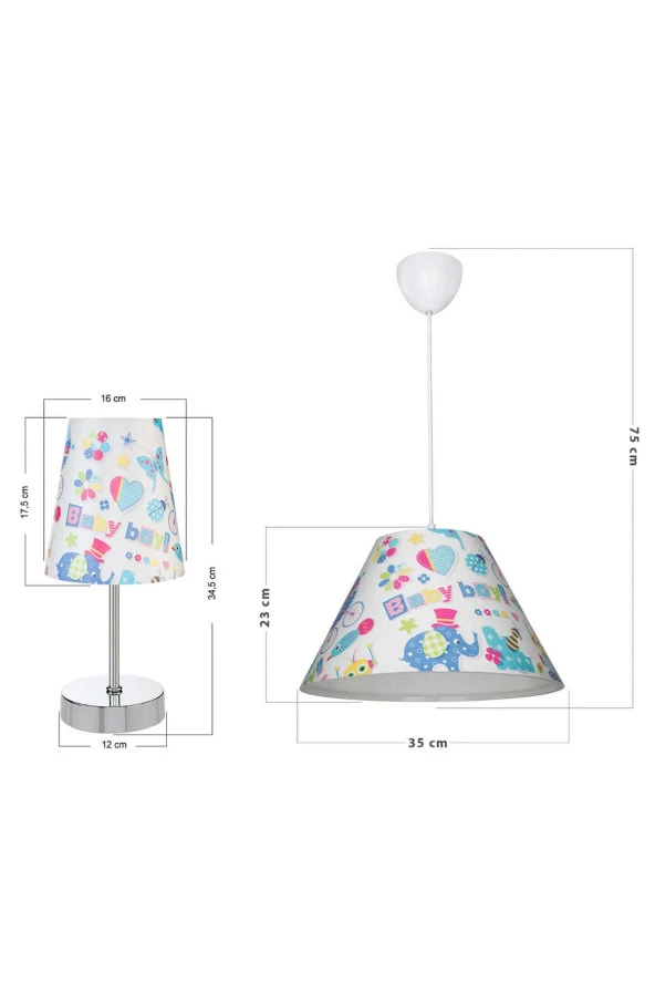 Modelight Mavi Baby Trıa Sarkıt + Abajur Seti - Resim 3