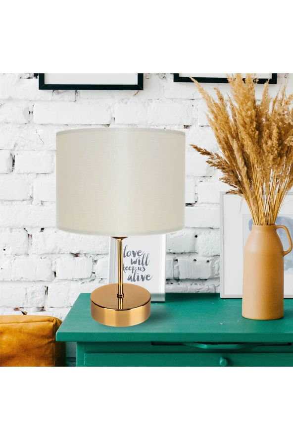 Modelight Krem Finlin Şapka Flora Gold Abajur - Resim 3