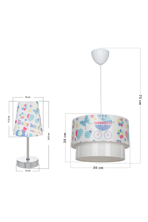 Modelight Mavi Baby Deko Sarkıt + Abajur Seti - Resim 3