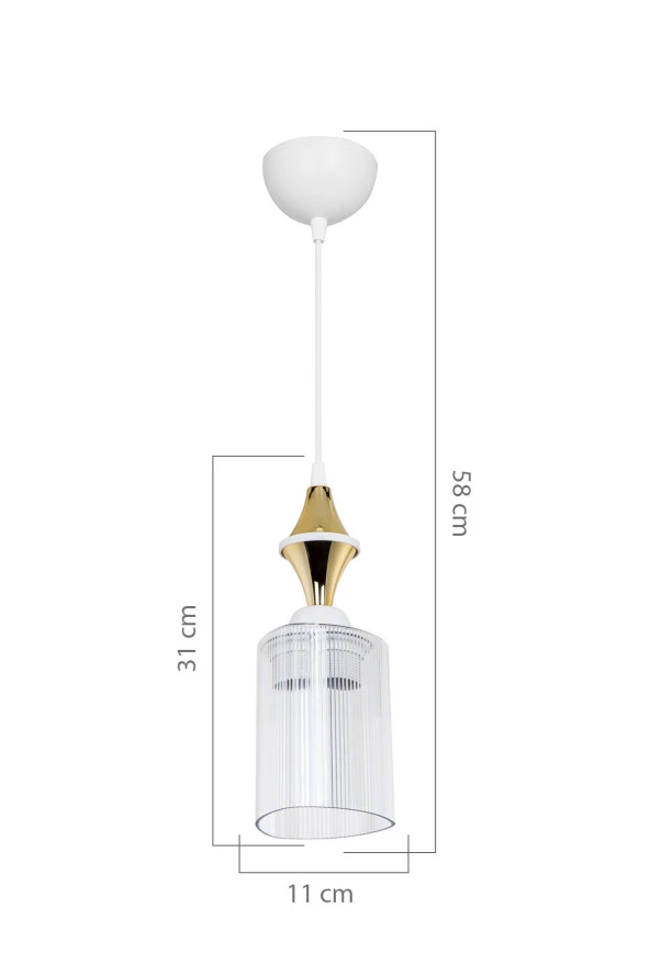 Gloria Axes Beyaz Karo Gold Tekli Üçgen Şeffaf Sarkıt - Resim 3