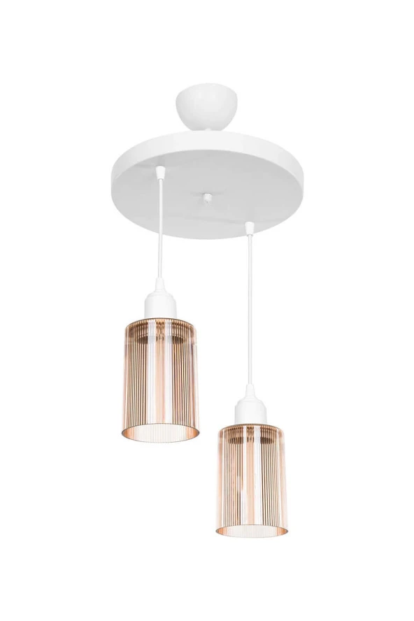 Modelight Aksel 2'li Avize Bal Optik Camlı Beyaz - 3