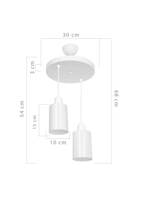 Modelight Aksel 2'li Avize Opal Optik Camlı Beyaz - Resim 3