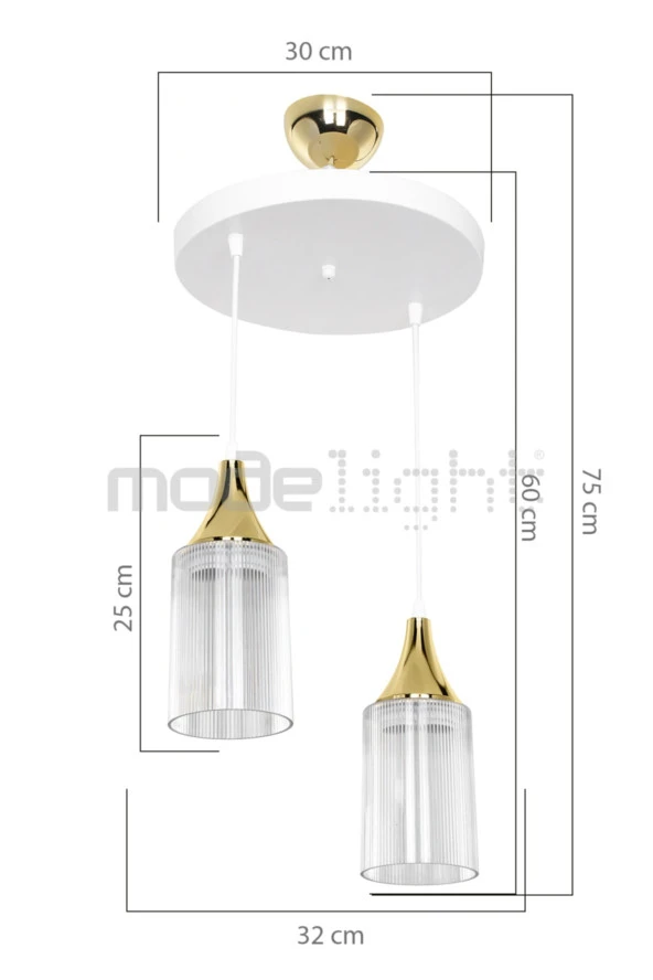 Modelight Aksel 2li Dekoratif Duylu Sarkıt Gold - Resim 2