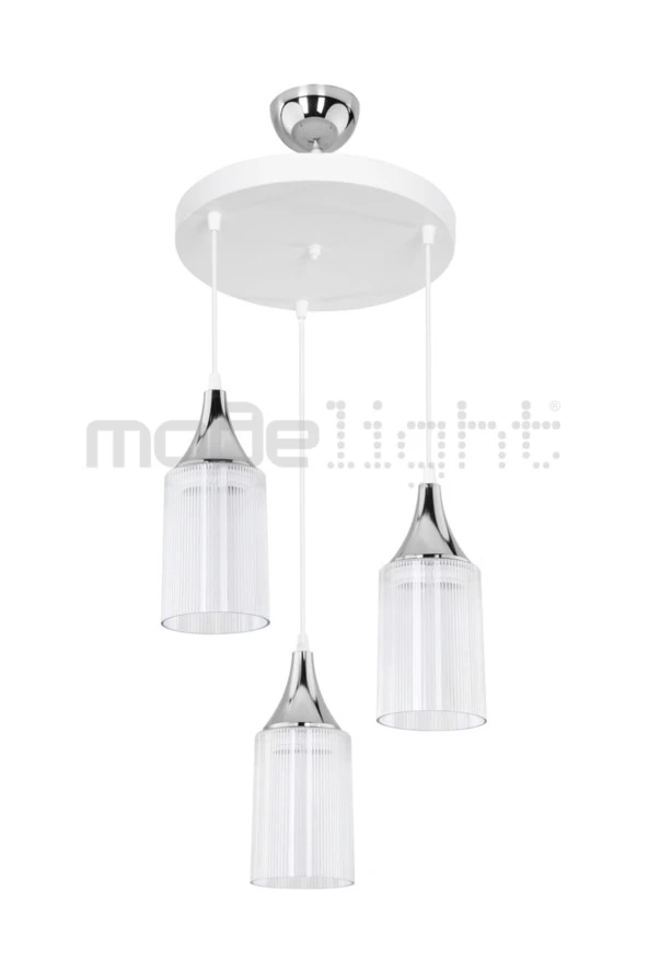 Modelight Aksel 3lü Beyaz / Krom Dekoratif Duylu - Resim 3