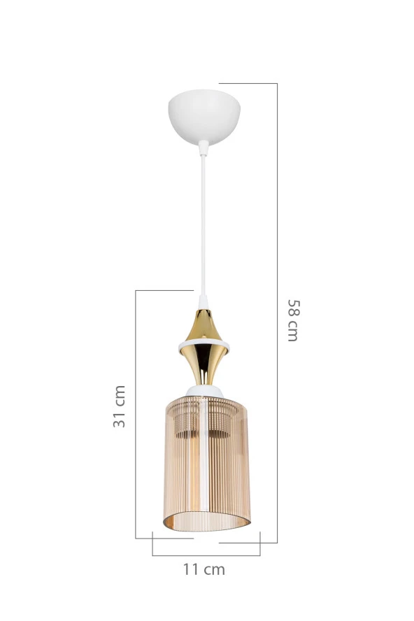 Modelight Akses Beyaz Karo Gold Tekli Üçgen Bal Sarkıt - Resim 3
