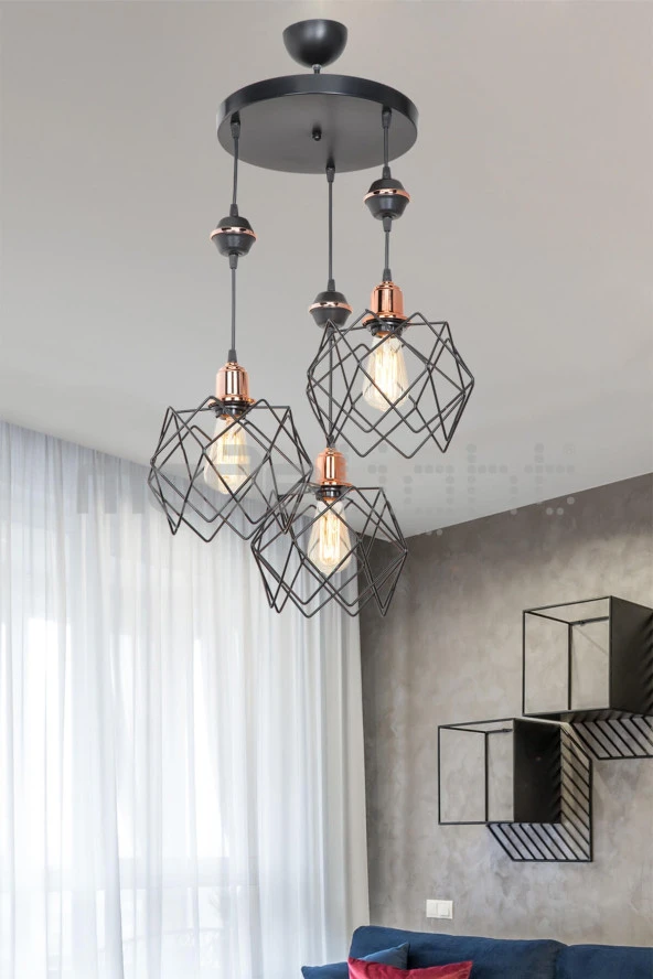 Modelight Akses Karo / Küre 3lü Koza Avize ürün görseli