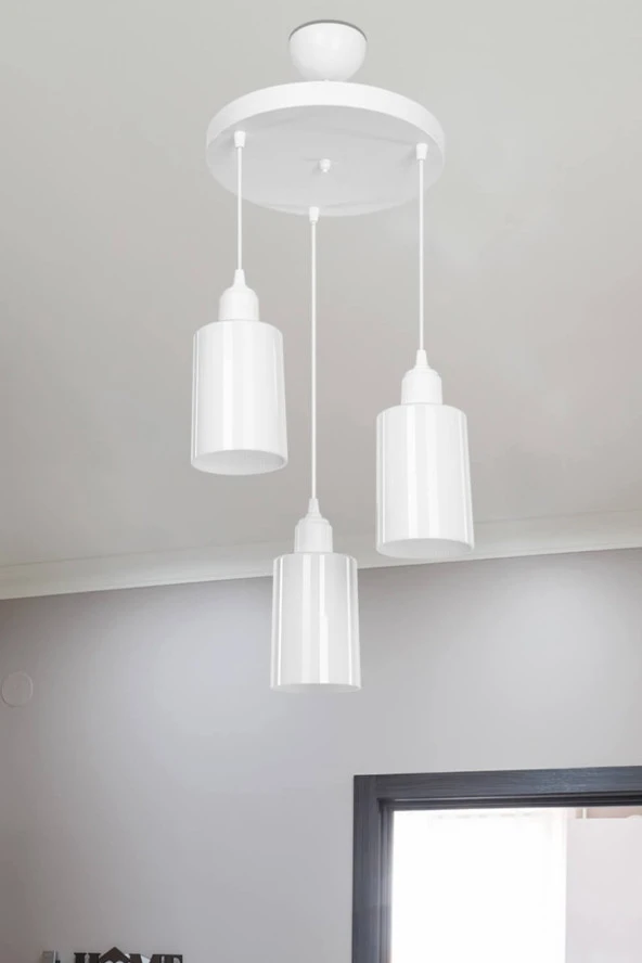 Modelight Aksel 3'lü Avize Opal Optik Camlı Beyaz ürün görseli