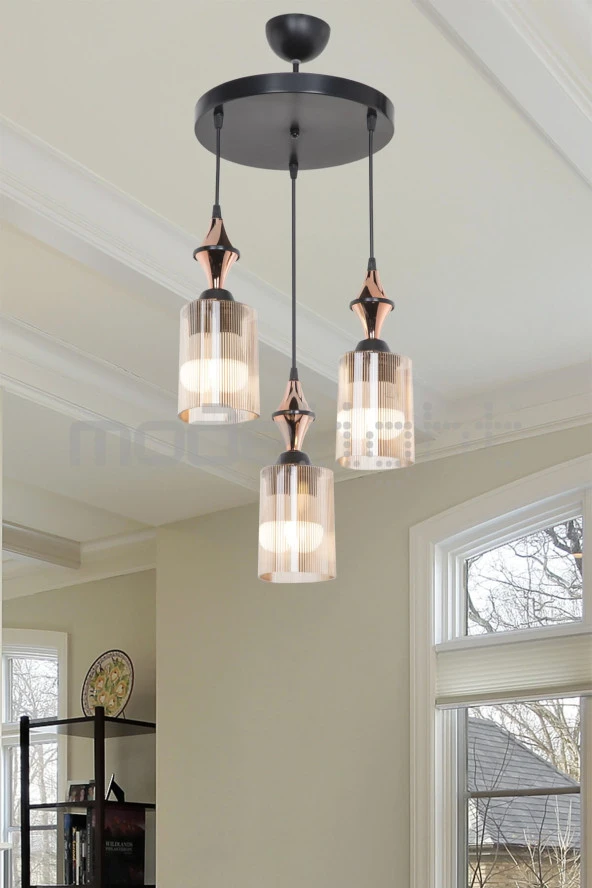 Modelight Akses Küre / Karo 3lü Optik Camlı Avize ürün görseli