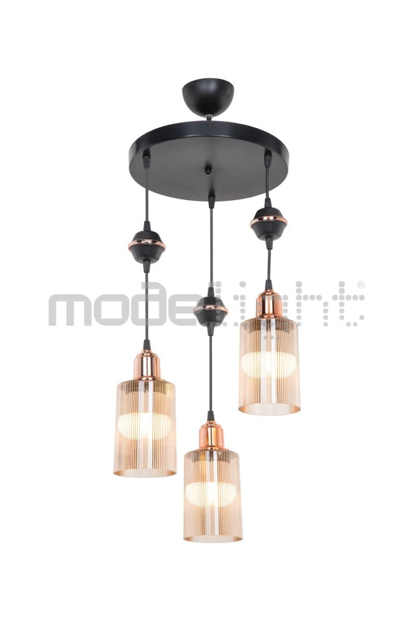 Modelight Akses Küre / Karo 3lü Optik Camlı Avize - 2