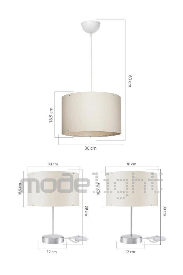 Modelight Arel Yatak Odası Set - Krem Sarkıt 2 Krom Abajur Salon-oturma Odası-çocuk Odası-yemek Odası - Resim 4