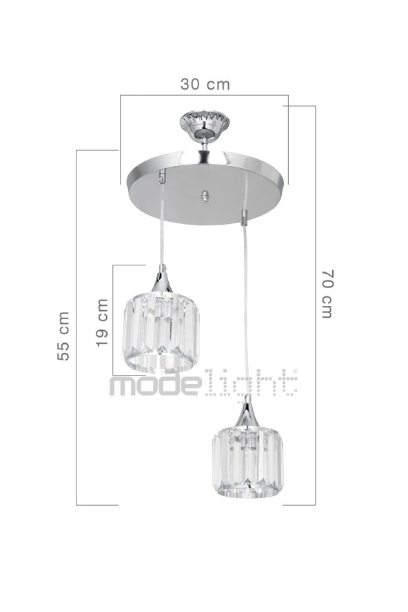 Modelight Aytaç Ikili Çember Avize Krom - Resim 4