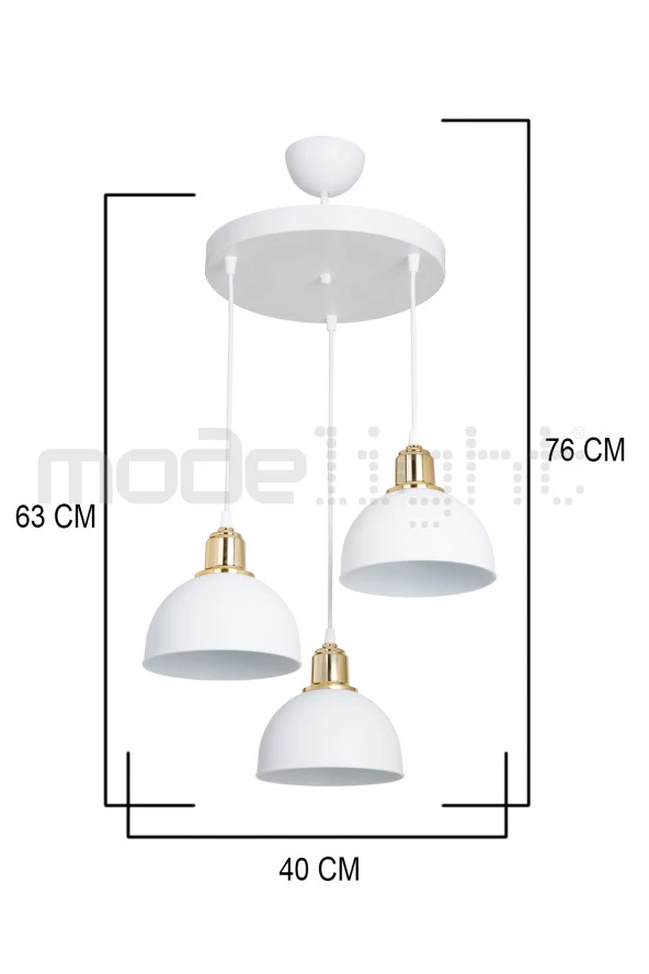 Modelight BELLA 3LÜ AVİZE BEYAZ SALON-OTURMA ODASI-ÇOCUK ODASI-YEMEK-YATAK ODASI--ANTRE-MUTFAK - Resim 4