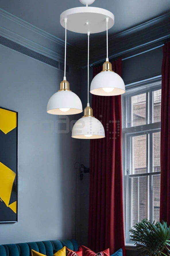 Modelight BELLA 3LÜ AVİZE BEYAZ SALON-OTURMA ODASI-ÇOCUK ODASI-YEMEK-YATAK ODASI--ANTRE-MUTFAK ürün görseli